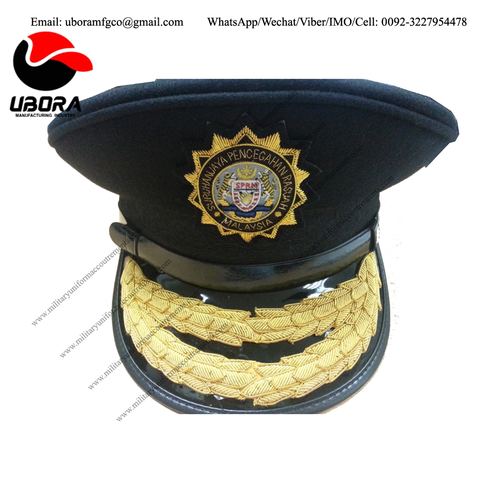 MALAYSIAN MILITARY PEAK CAPS WITH CAP BADGE SPRM WITH DOUBLE LOUREL WIRED SUPPLIER